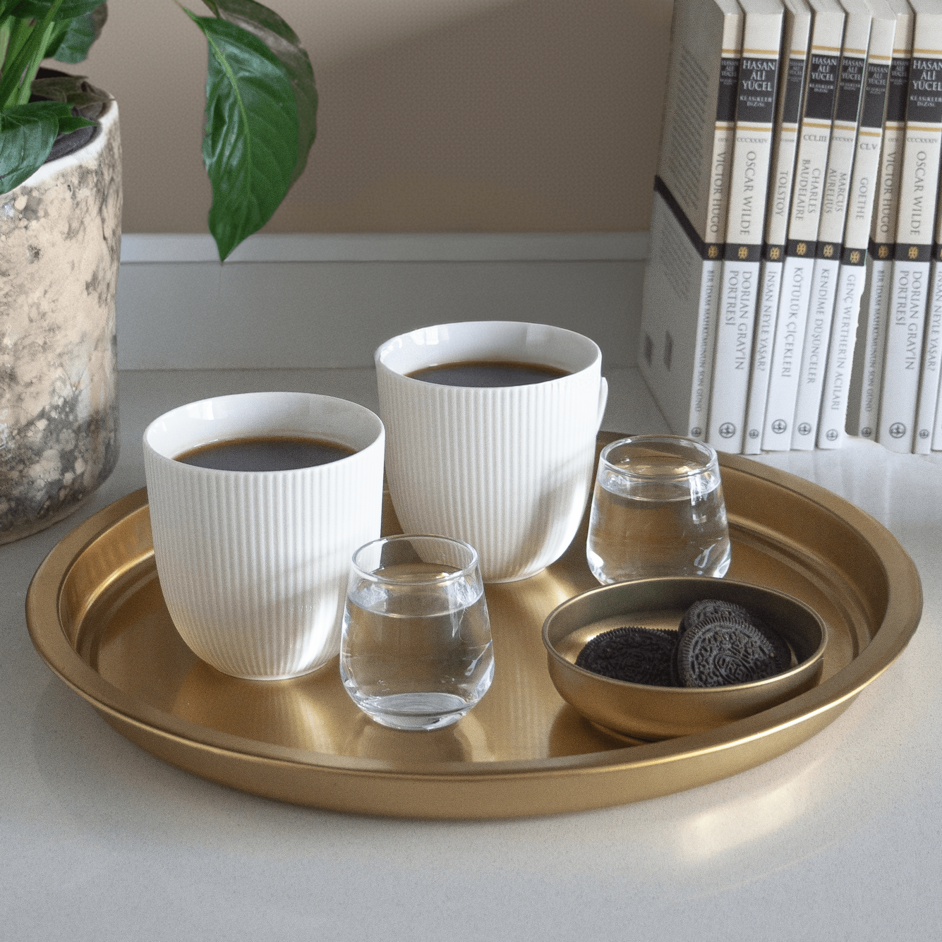 Sarkap Home Kalın Servis Tepsisi - Gold