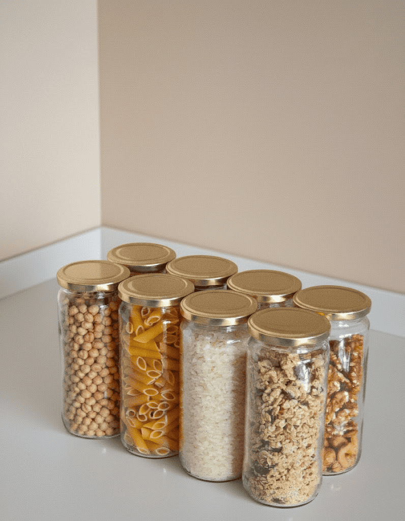 Sarkap Home 8'li 500 ml Kapaklı Cam Kavanoz - Gold Kapak