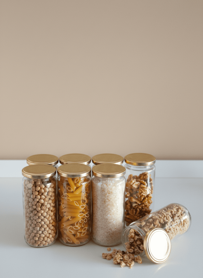 Sarkap Home 8'li 500 ml Kapaklı Cam Kavanoz - Gold Kapak