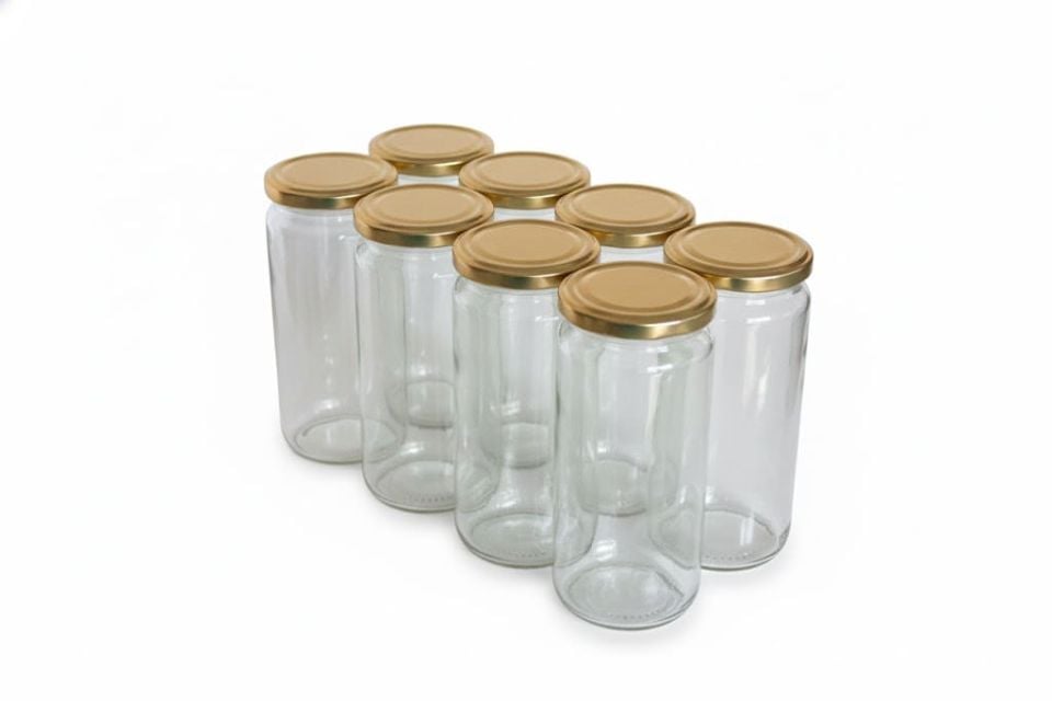 Sarkap Home 8'li 500 ml Kapaklı Cam Kavanoz - Gold Kapak