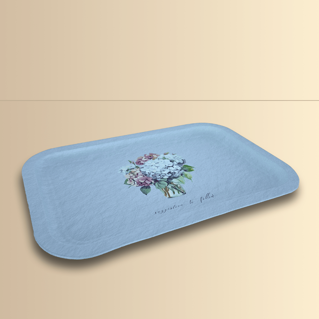 Sarkap Home Ortanca Buketi Sunumluk Metal Tepsi - Mavi Mavi