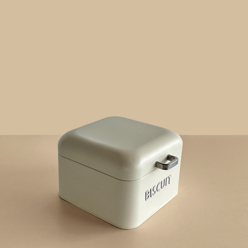 Sarkap Home Biscuits Galvaniz Metal Saklama Kutusu Krem