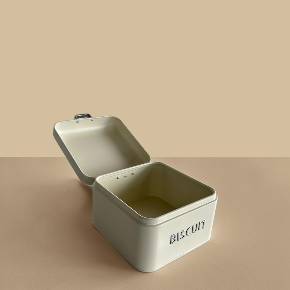 Sarkap Home Biscuits Galvaniz Metal Saklama Kutusu Krem
