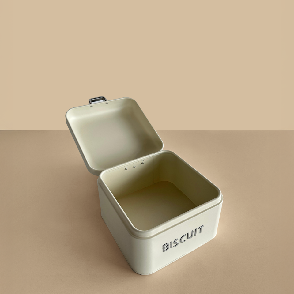 Sarkap Home Biscuits Galvaniz Metal Saklama Kutusu Krem
