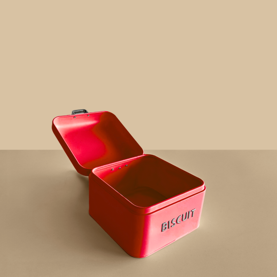 Sarkap Home Biscuits Galvaniz Metal Saklama Kutusu Kırmızı