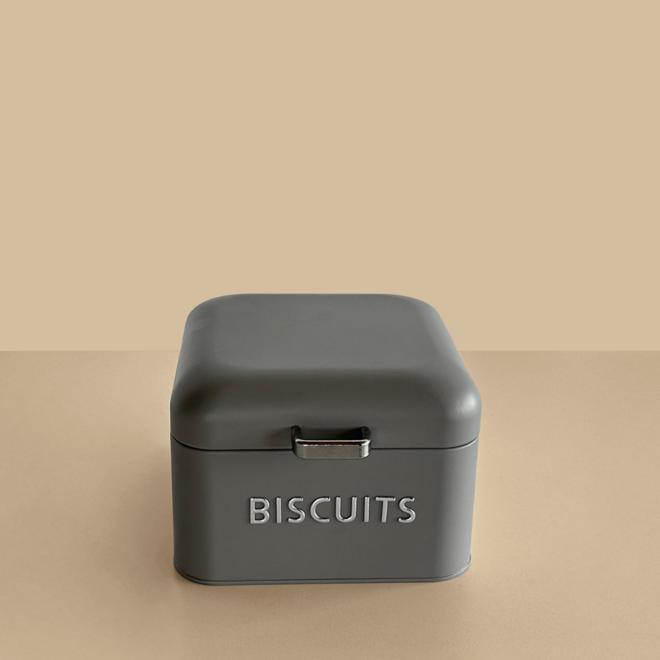 Sarkap Home Biscuits Galvaniz Metal Saklama Kutusu Gri