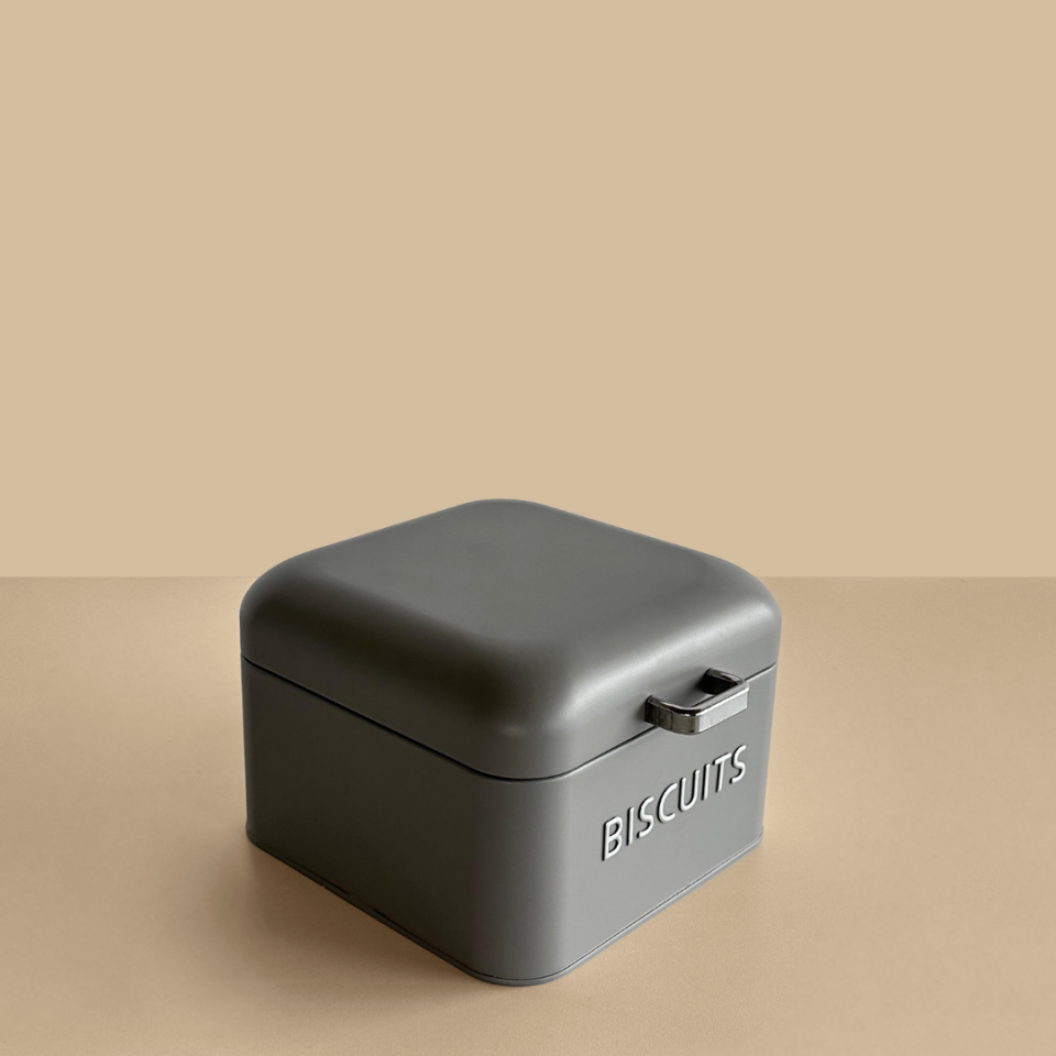 Sarkap Home Biscuits Galvaniz Metal Saklama Kutusu Gri
