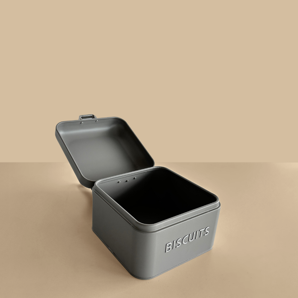 Sarkap Home Biscuits Galvaniz Metal Saklama Kutusu Gri