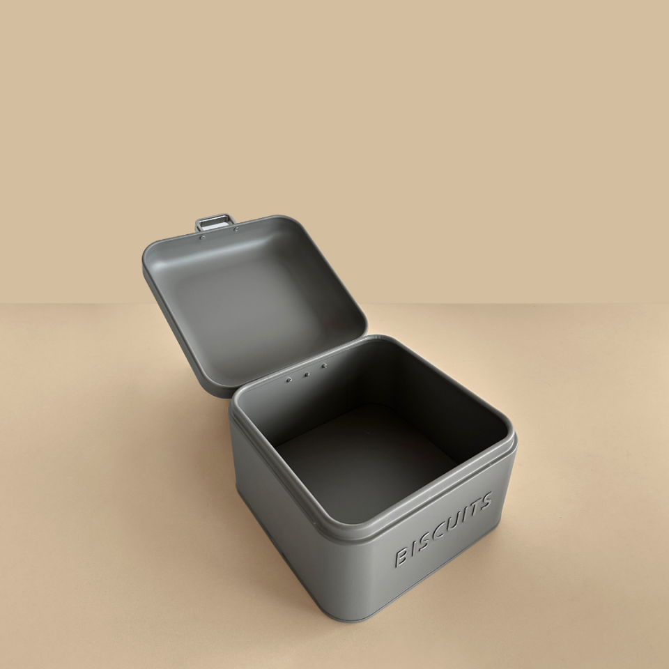 Sarkap Home Biscuits Galvaniz Metal Saklama Kutusu Gri