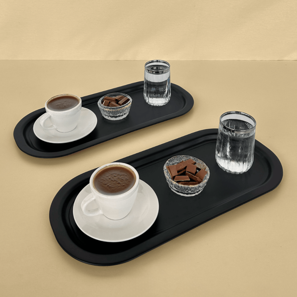 Sarkap Home 2'li Oval Sunumluk Tepsi MatSiyah