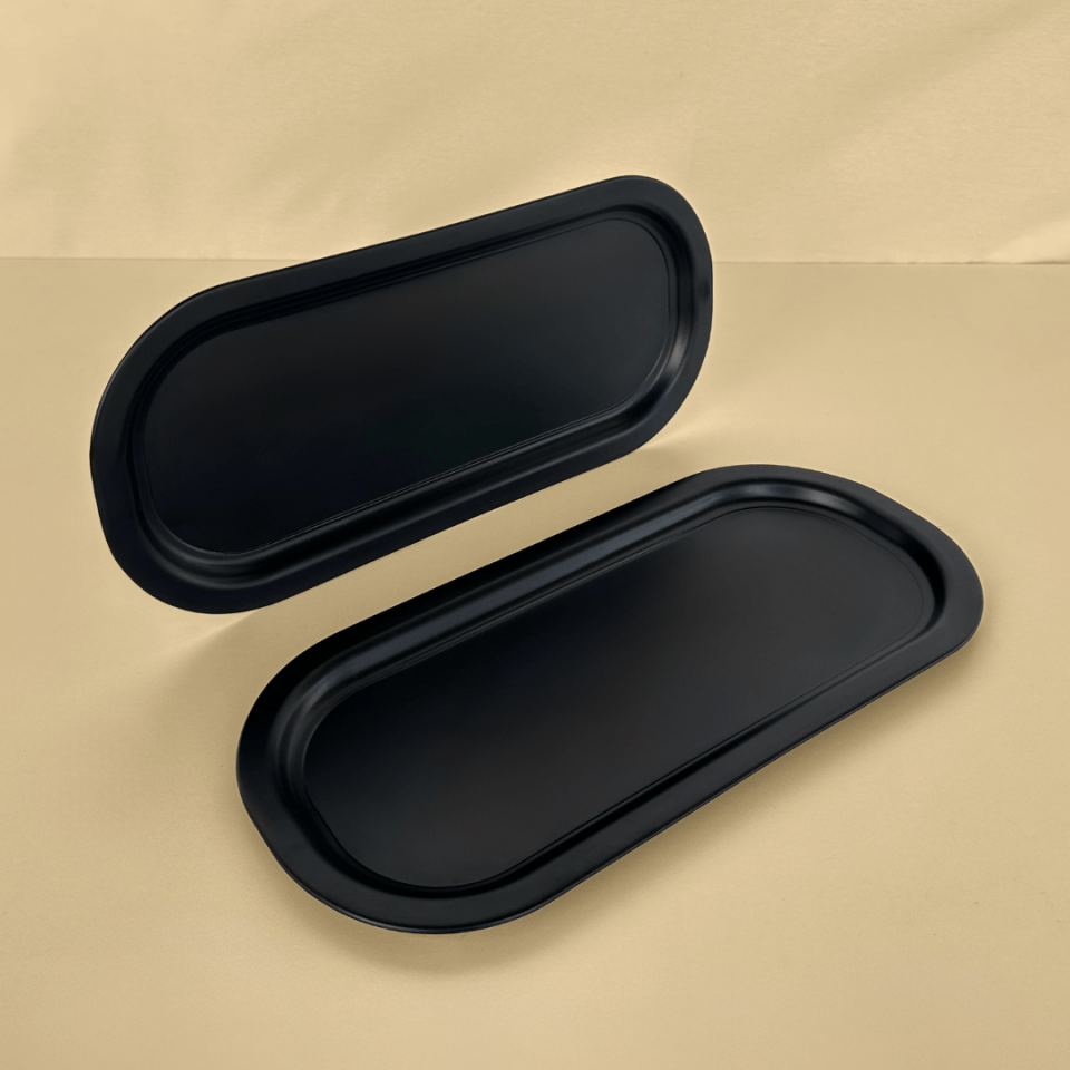 Sarkap Home 2'li Oval Sunumluk Tepsi MatSiyah