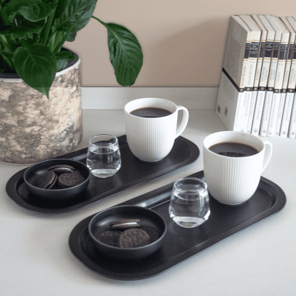 Sarkap Home 2'li Oval Sunumluk Tepsi MatSiyah