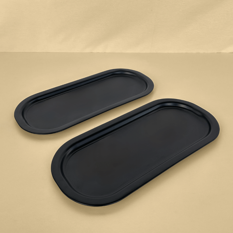 Sarkap Home 2'li Oval Sunumluk Tepsi MatSiyah