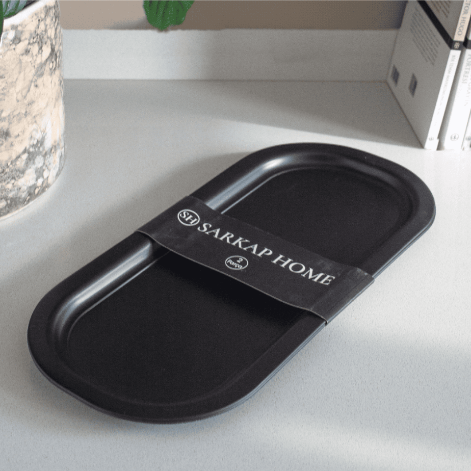 Sarkap Home 2'li Oval Sunumluk Tepsi MatSiyah