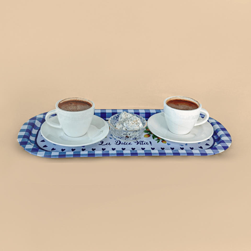 Sarkap Home 2'li Oval Sunumluk Dolce Vita Tepsi Mavi