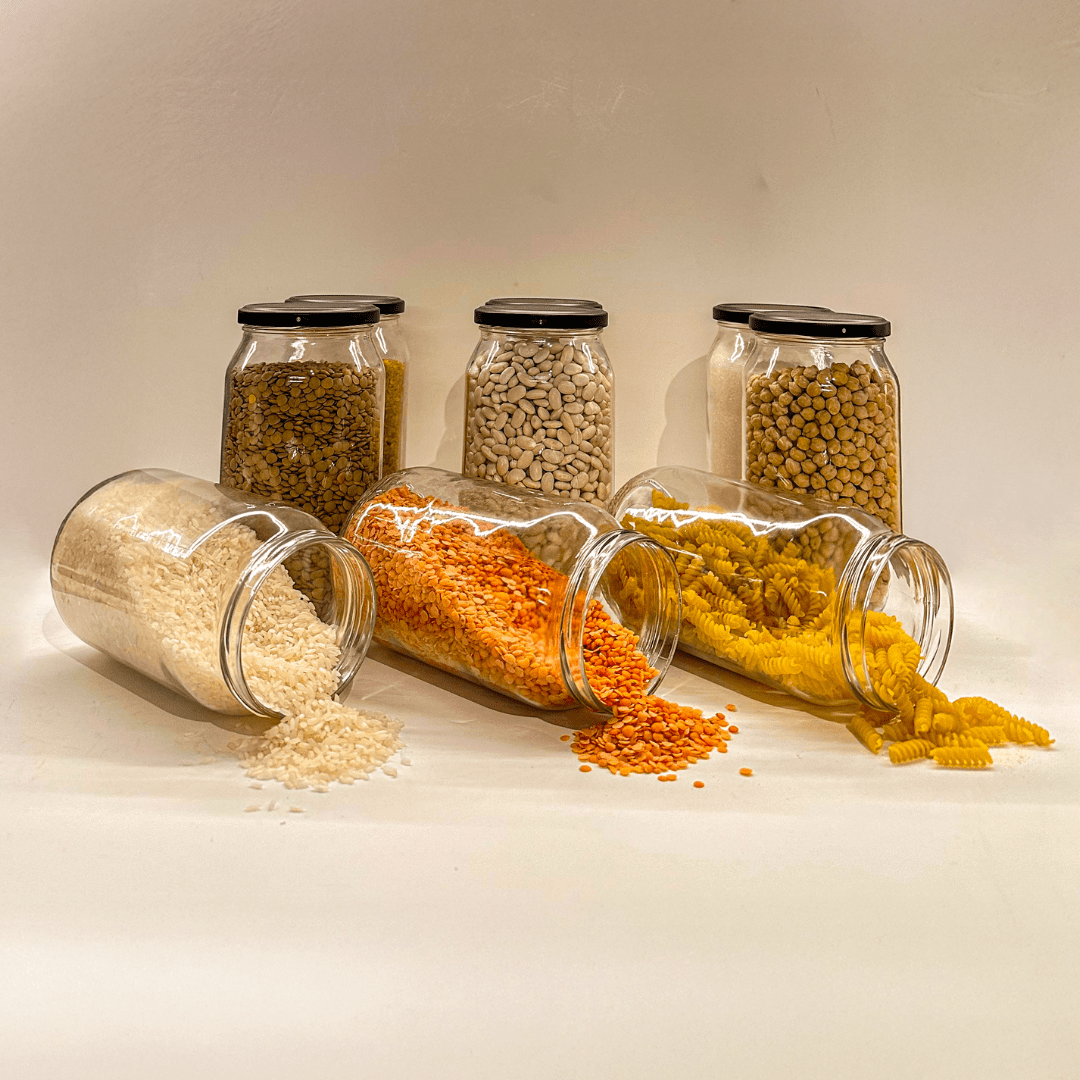 Sarkap Home 9'lu 1000 ml Mat Siyah Kapaklı Shrinkli Baharatlık Kavanoz