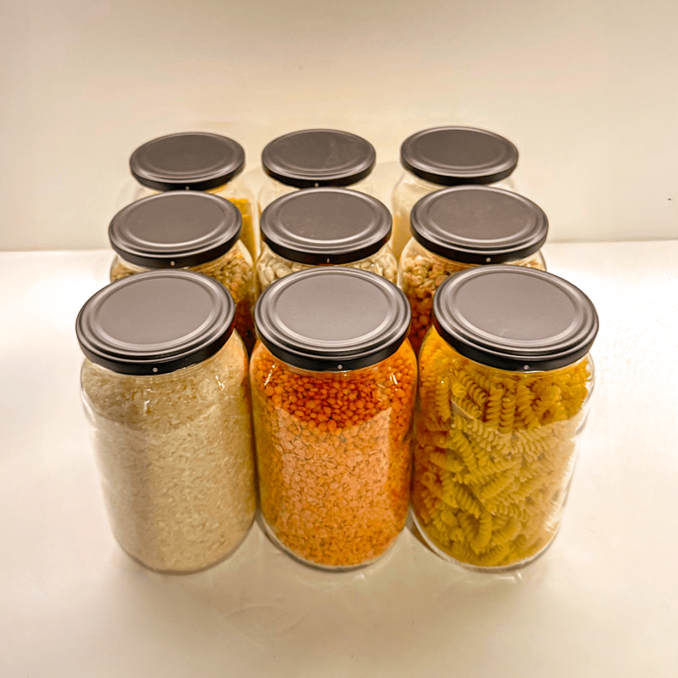 Sarkap Home 9'lu 1000 ml Mat Siyah Kapaklı Shrinkli Baharatlık Kavanoz