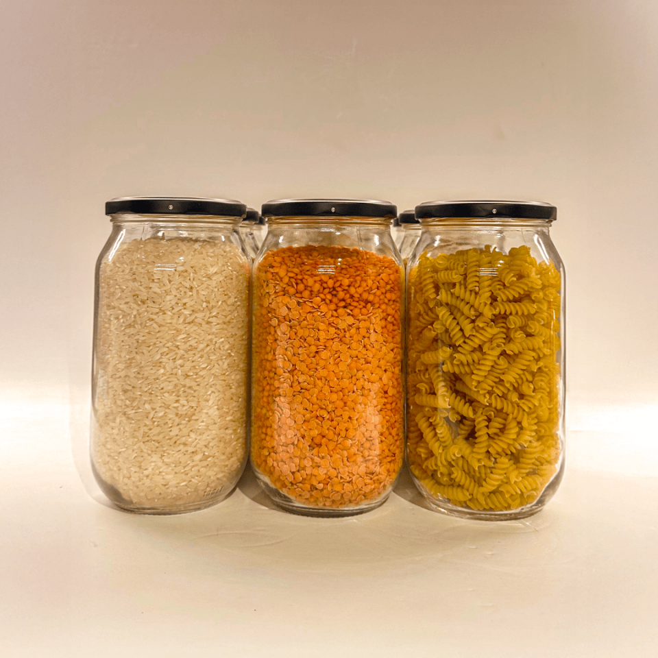 Sarkap Home 9'lu 1000 ml Mat Siyah Kapaklı Shrinkli Baharatlık Kavanoz