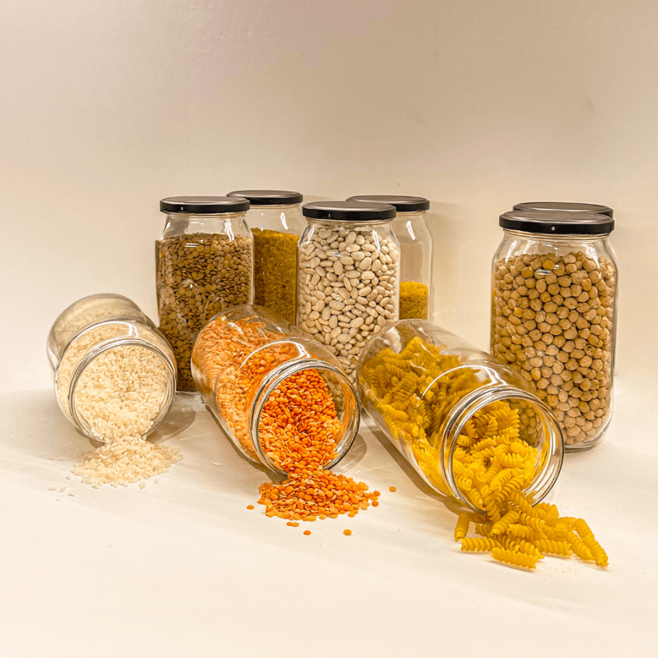 Sarkap Home 9'lu 1000 ml Mat Siyah Kapaklı Shrinkli Baharatlık Kavanoz