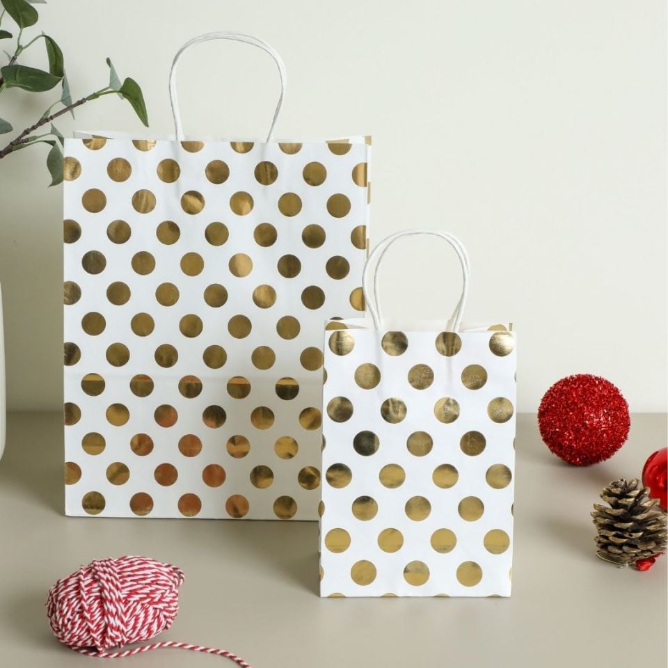 3'lü 15x20 Gri Puantiye Kraft Kağıt Poşet Çanta SARI