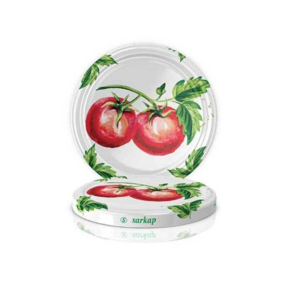 Hijyenik Paketli 10 Adet Kavanoz Kapağı Domates Desenler 82 mm DomatesOrganic