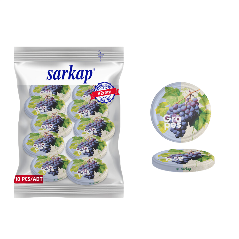 Hijyenik Paketli 10 Adet Kavanoz Kapağı Meyve Desenler 82 mm Limon