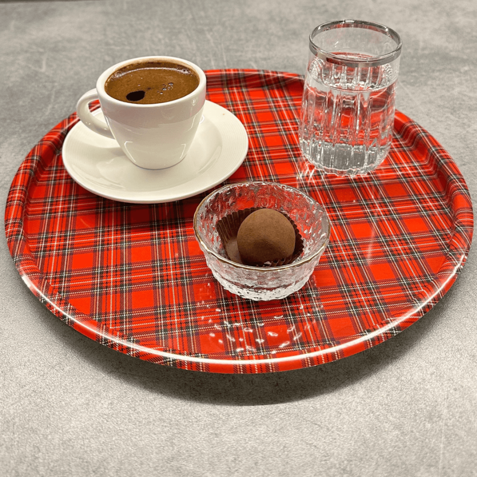 Sarkap Home 2'li Yuvarlak Sunumluk Tepsi KırmızıEkose