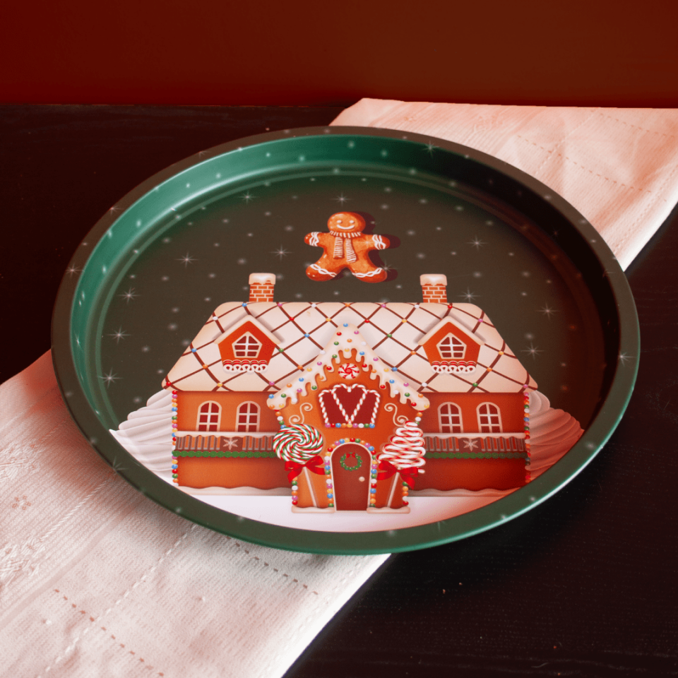 Sarkap Home Yılbaşı Desenli Dekoratif Metal Tepsi - Happy New Year BreadHouse