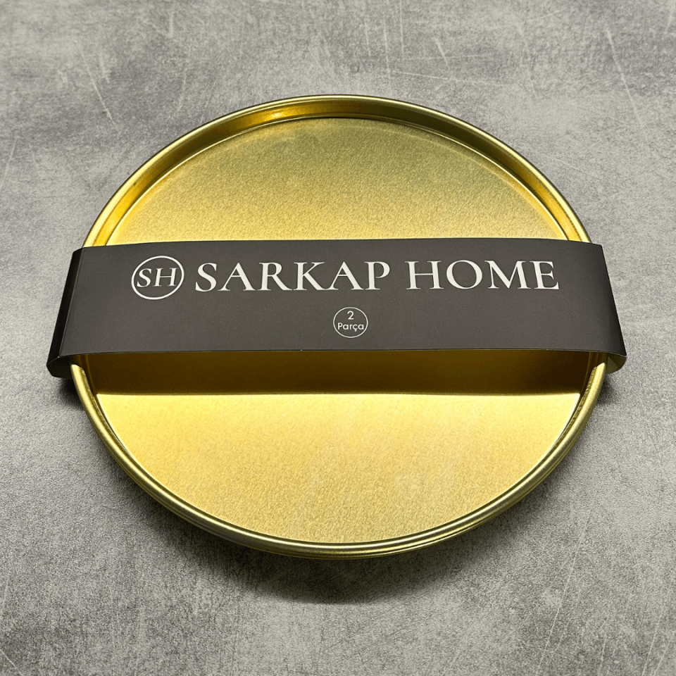 Sarkap Home 2'li Yuvarlak Sunumluk Tepsi Gold