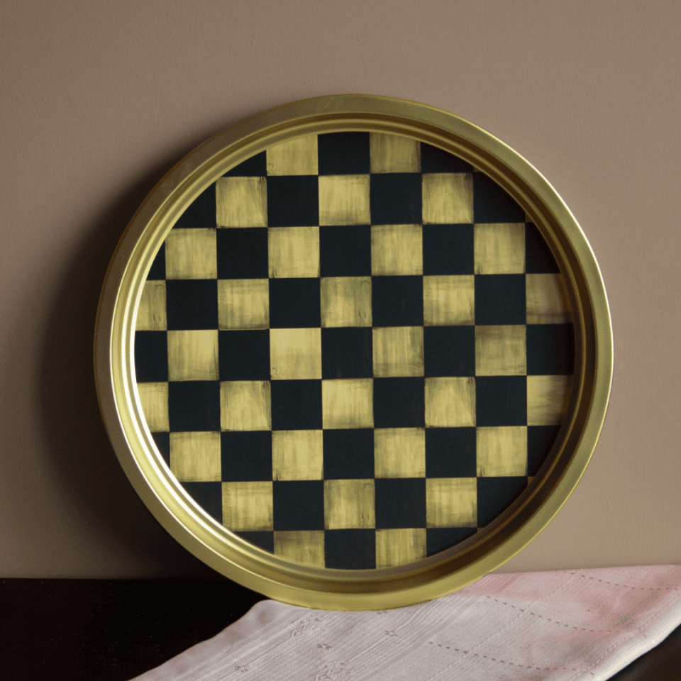 Sarkap Home Yılbaşı Desenli Dekoratif Metal Tepsi - Happy New Year Dama