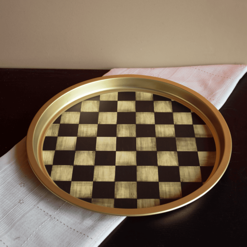 Sarkap Home Yılbaşı Desenli Dekoratif Metal Tepsi - Happy New Year Dama