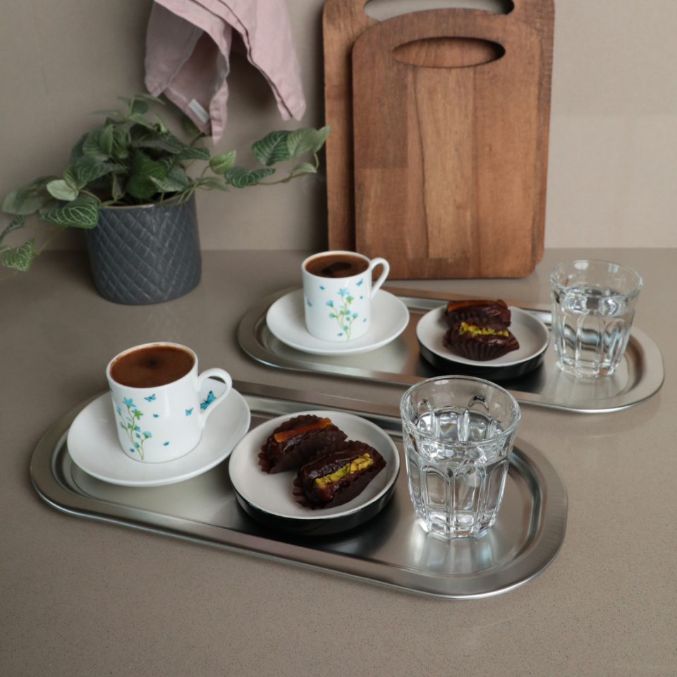 Sarkap Home 2'li Oval Sunumluk Tepsi Silver
