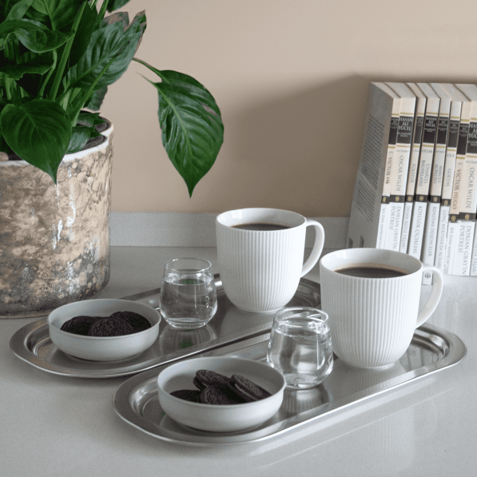 Sarkap Home 2'li Oval Sunumluk Tepsi Silver