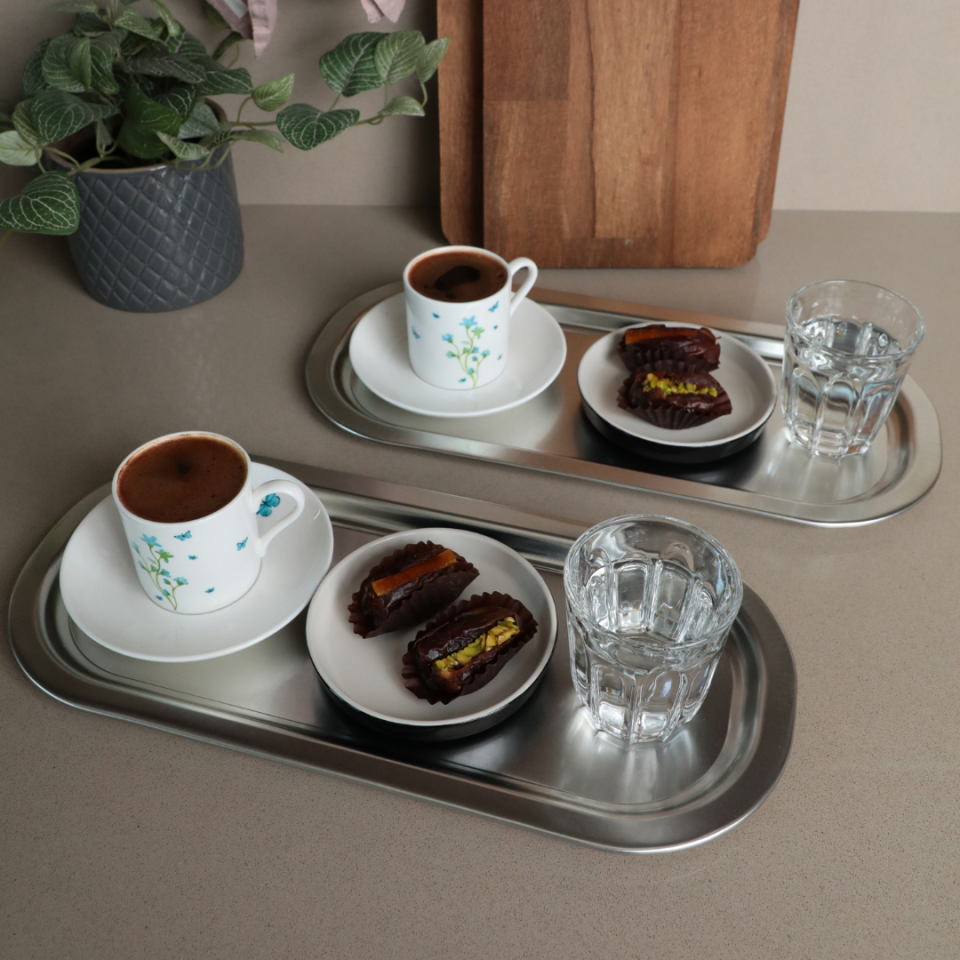 Sarkap Home 2'li Oval Sunumluk Tepsi Silver