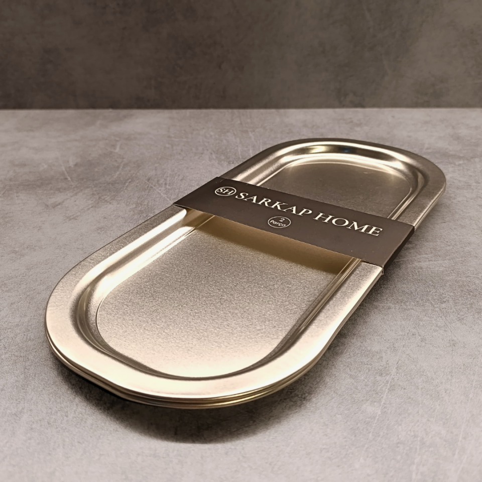 Sarkap Home 2'li Oval Sunumluk Tepsi Silver