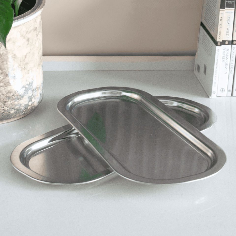 Sarkap Home 2'li Oval Sunumluk Tepsi Silver