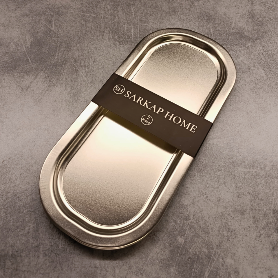 Sarkap Home 2'li Oval Sunumluk Tepsi Silver