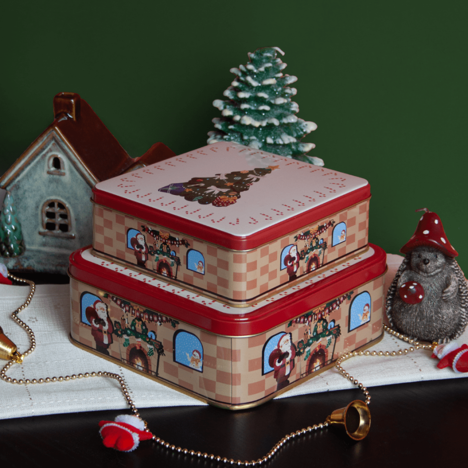 Sarkap Home Şömine 2'li Dekoratif Metal Saklama Kutusu Seti