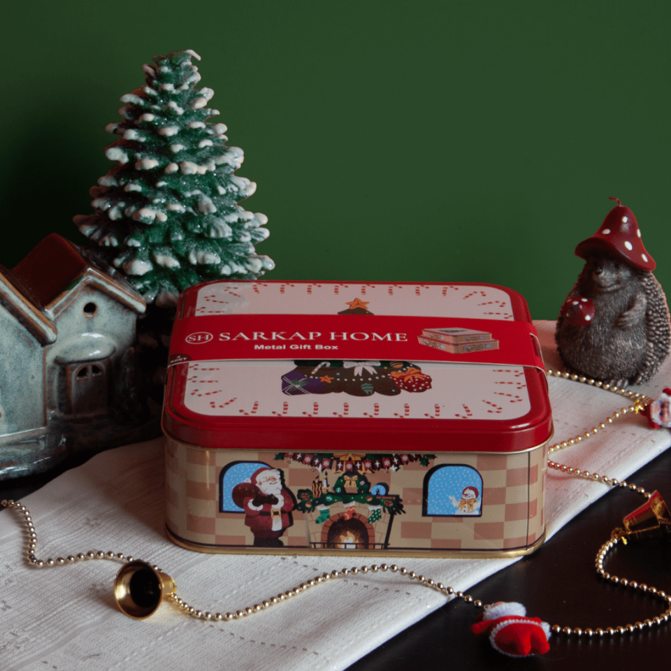 Sarkap Home Şömine 2'li Dekoratif Metal Saklama Kutusu Seti