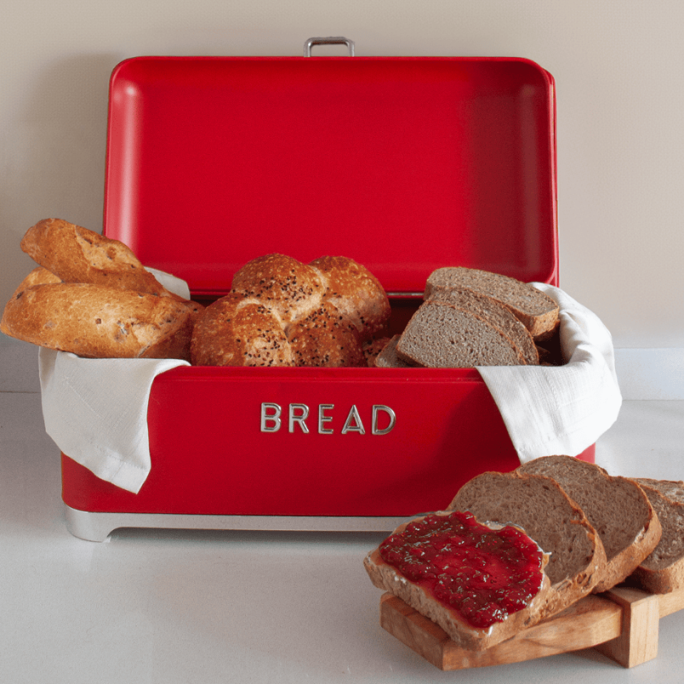 Sarkap Home Bread Galvaniz Metal Ekmek Kutusu Kırmızı