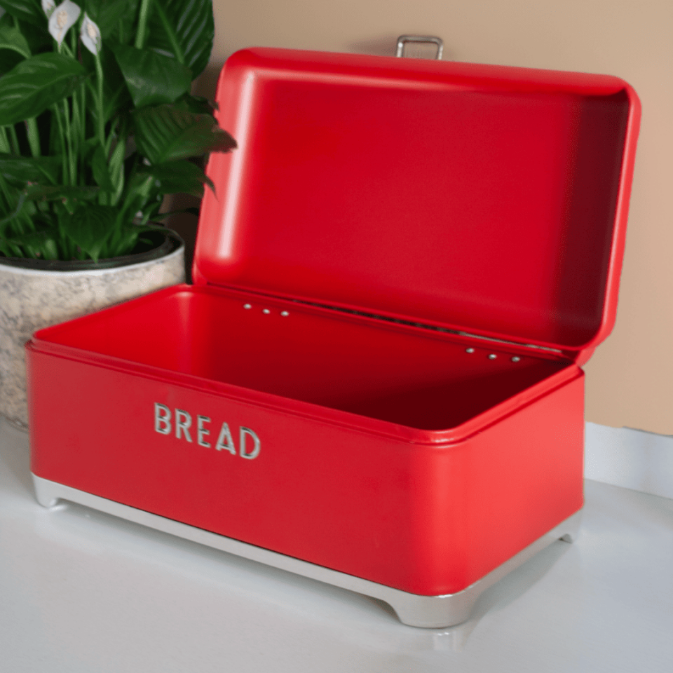 Sarkap Home Bread Galvaniz Metal Ekmek Kutusu Kırmızı