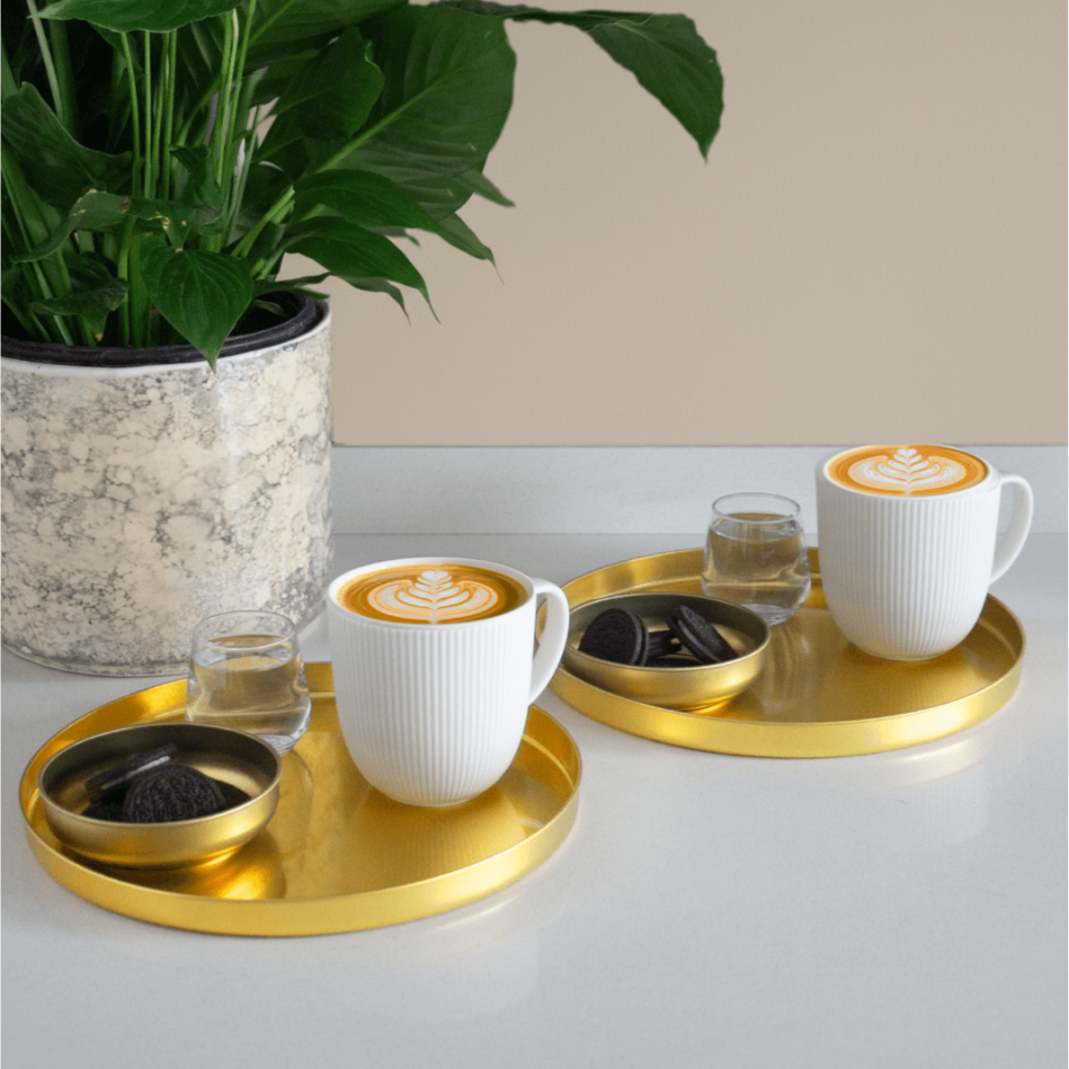 Sarkap Home 2'li Derin Bistro Sunumluk Tepsi - Gold Gold