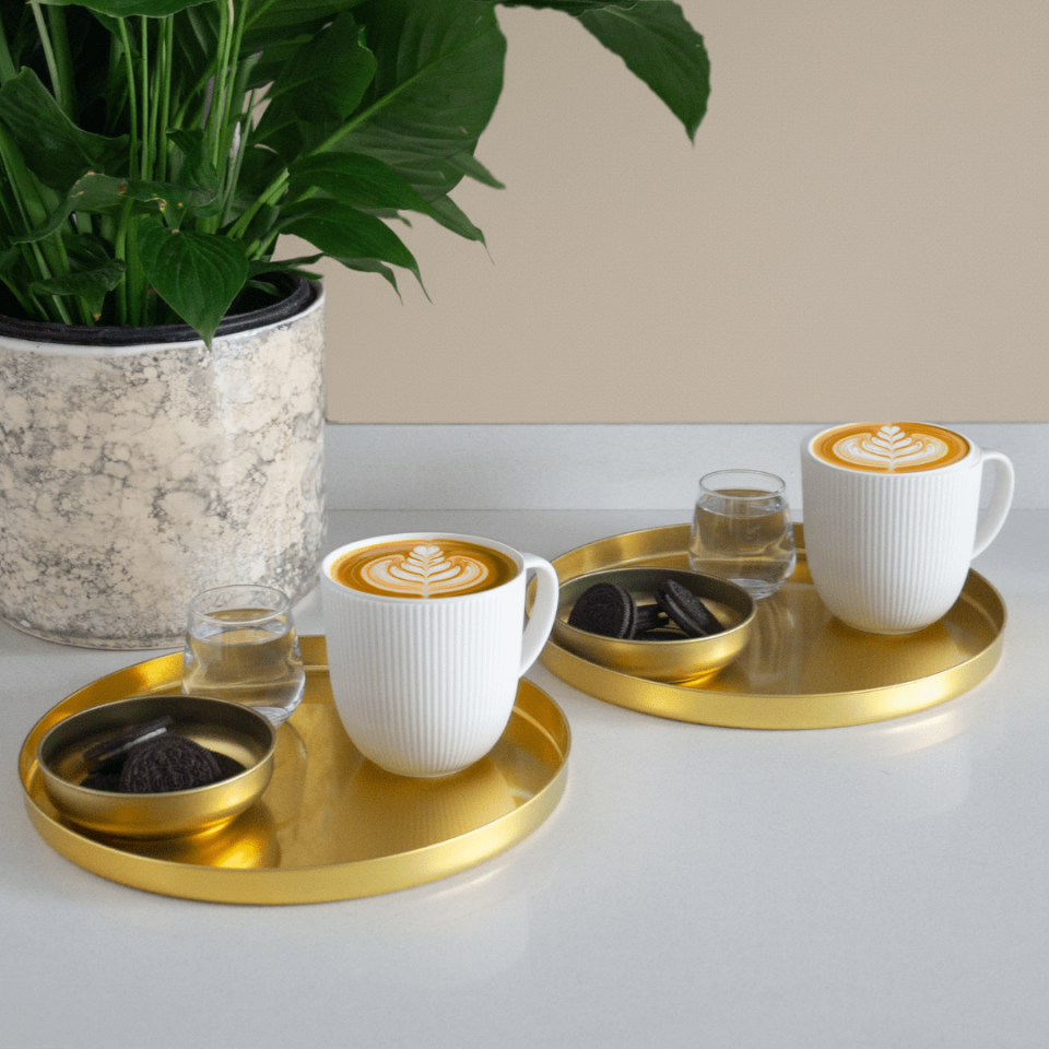 Sarkap Home 2'li Derin Bistro Sunumluk Tepsi - Gold Gold