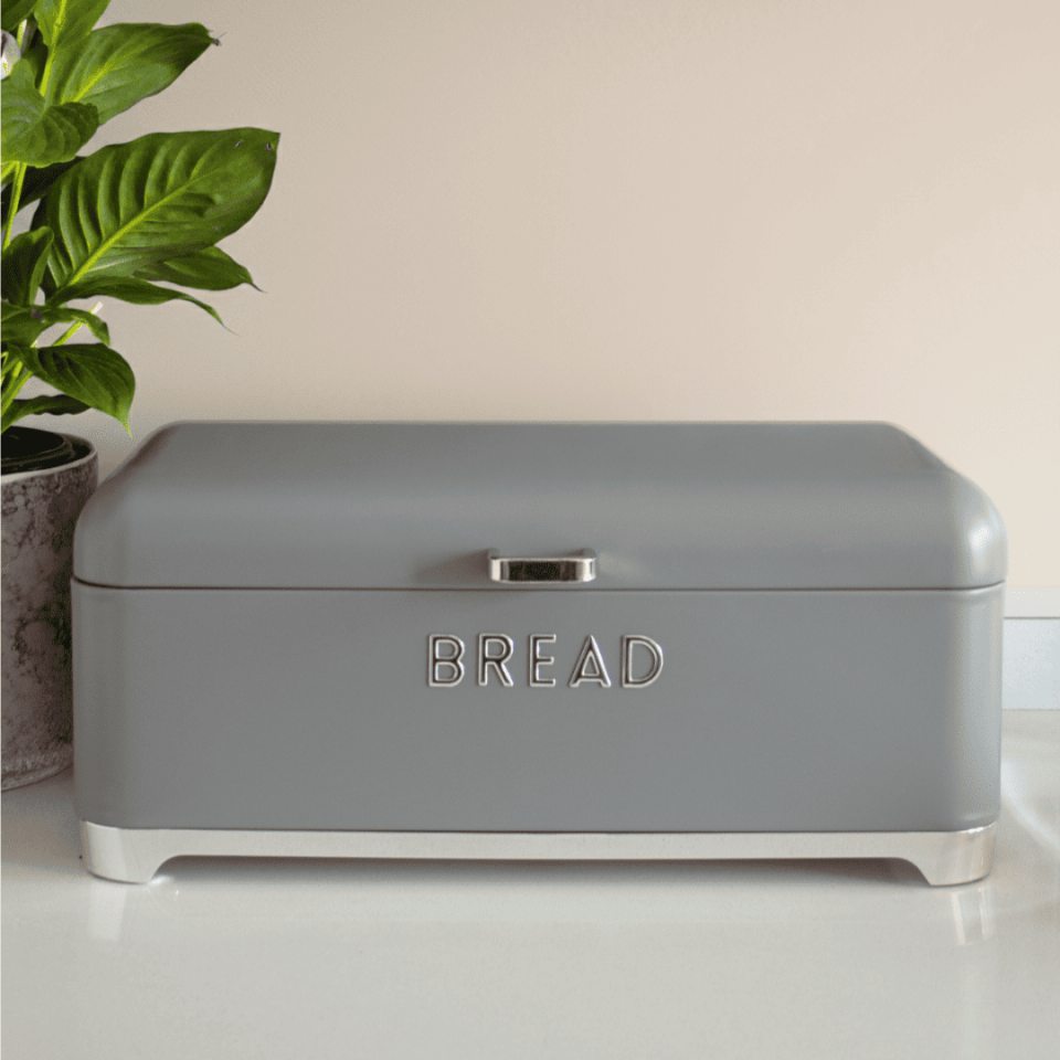 Sarkap Home Bread Galvaniz Metal Ekmek Kutusu GRI