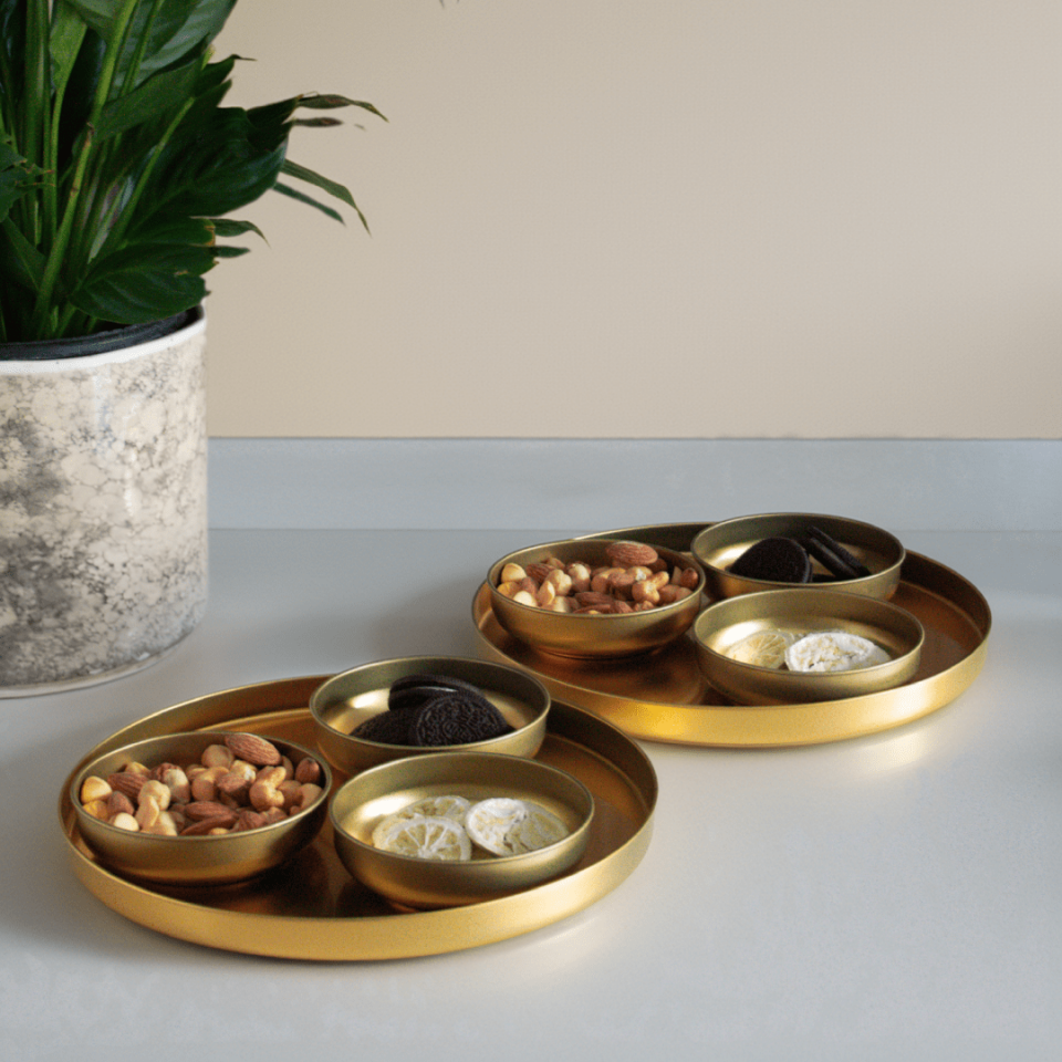 Sarkap Home 2'li Derin Bistro Sunumluk Tepsi - Gold Gold