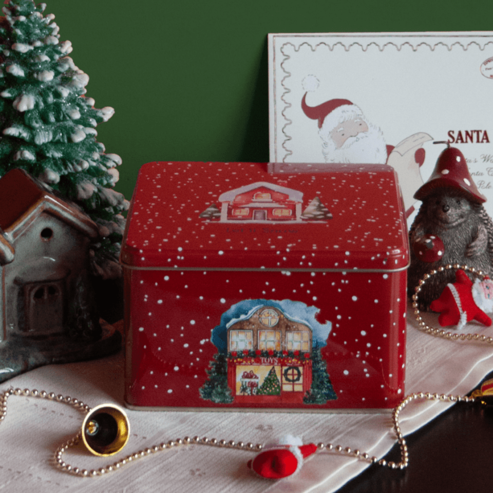 Sarkap Home Yılbaşı Evi Kırmızı Metal Saklama Kutusu