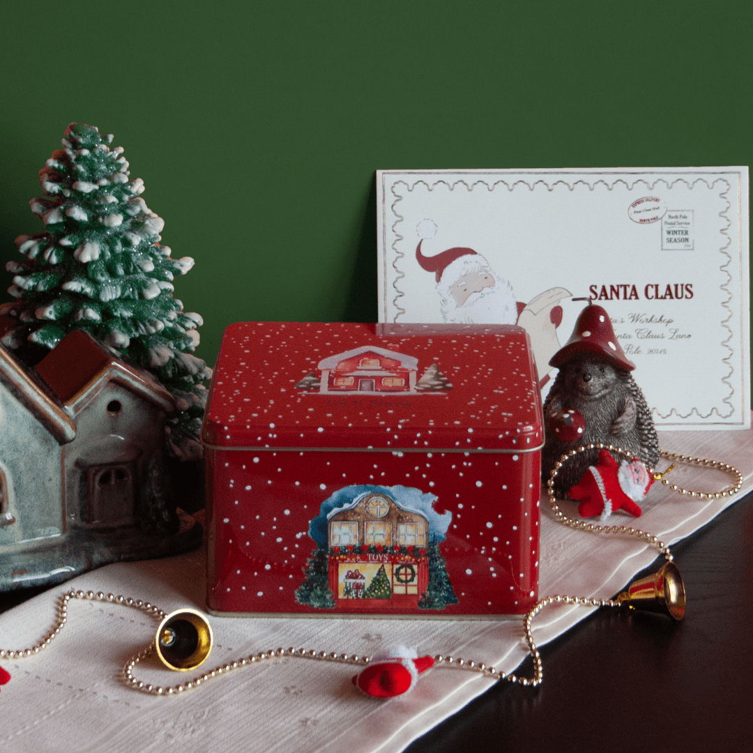 Sarkap Home Yılbaşı Evi Kırmızı Metal Saklama Kutusu