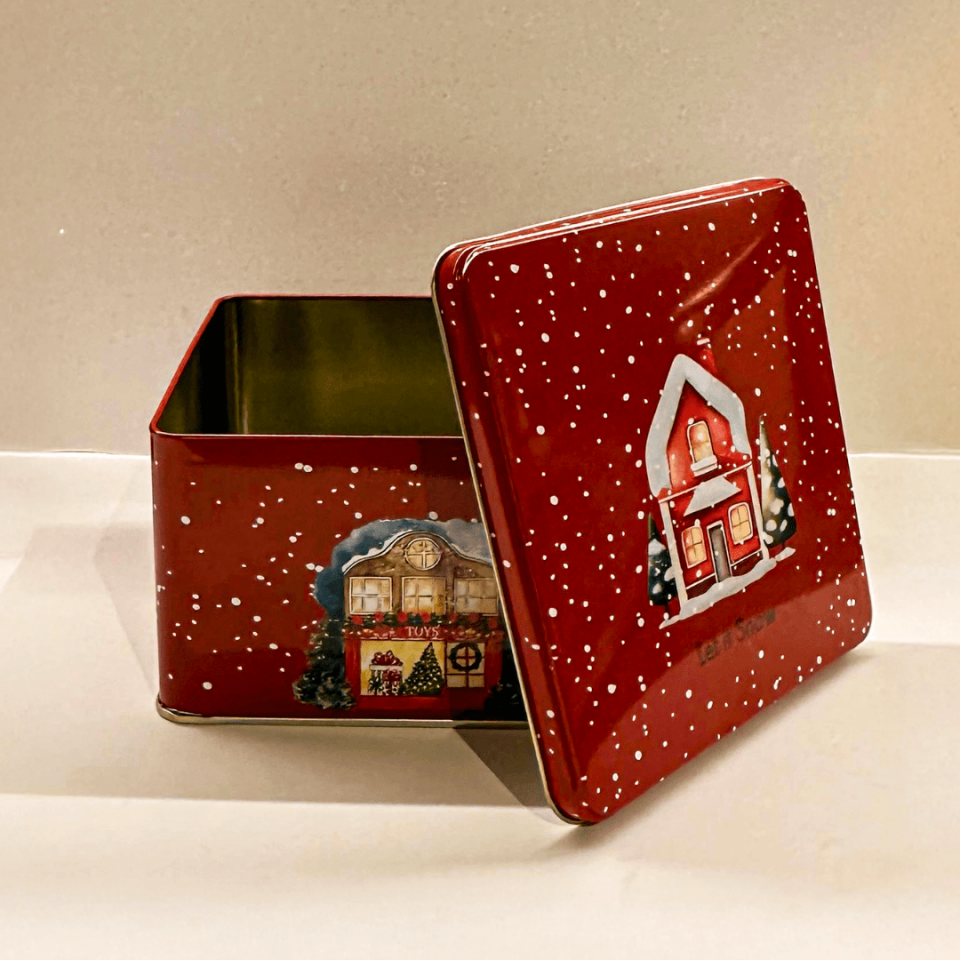 Sarkap Home Yılbaşı Evi Kırmızı Metal Saklama Kutusu