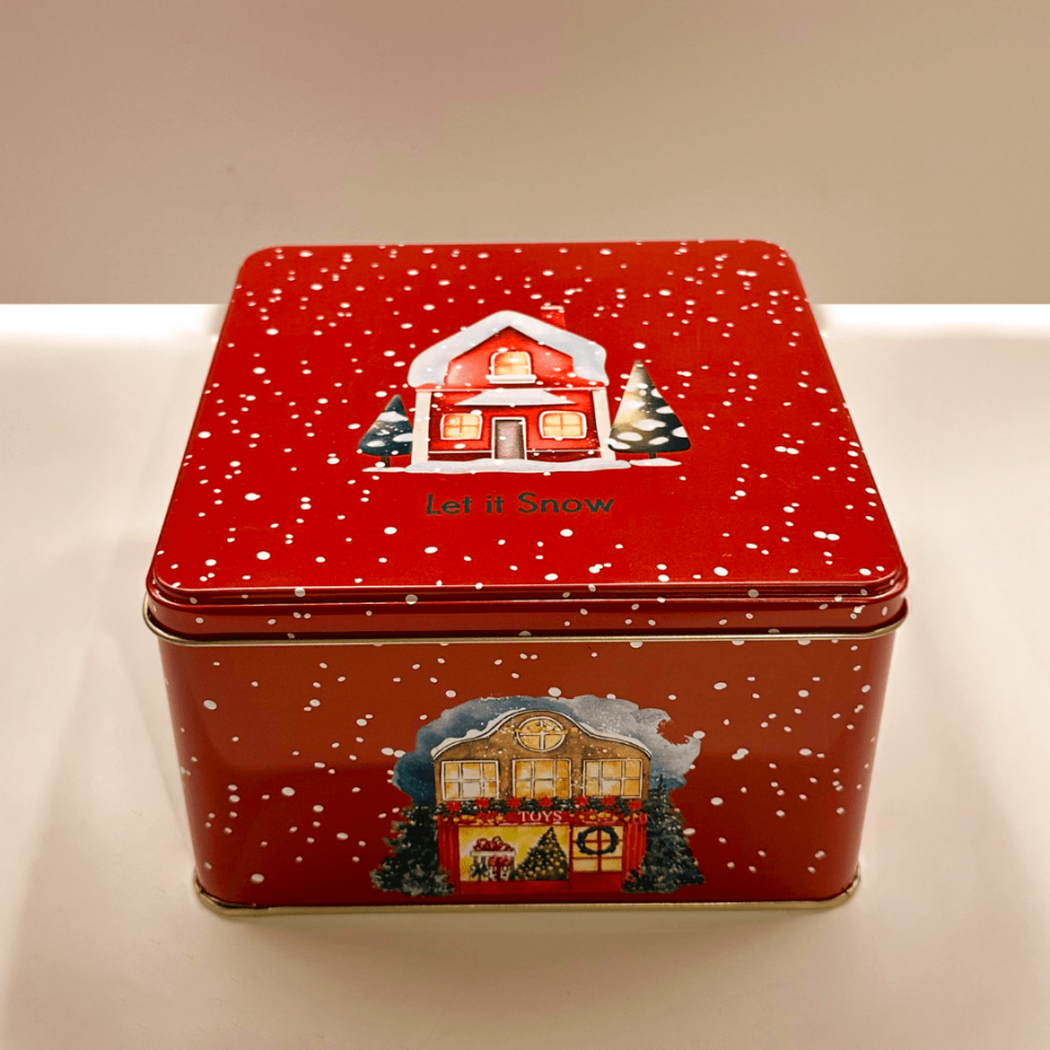 Sarkap Home Yılbaşı Evi Kırmızı Metal Saklama Kutusu