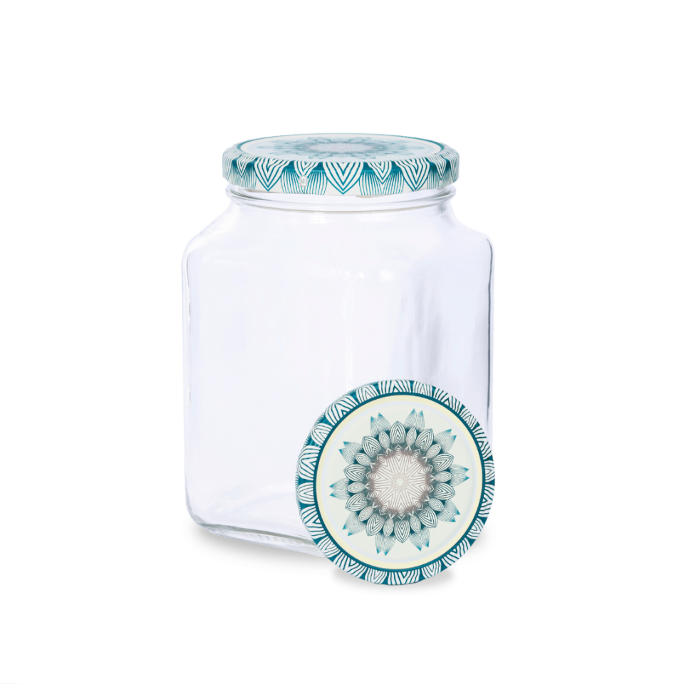 Sarkap Home Kapak Hediyeli 1600 ml Kare Kavanoz YeşilÇini